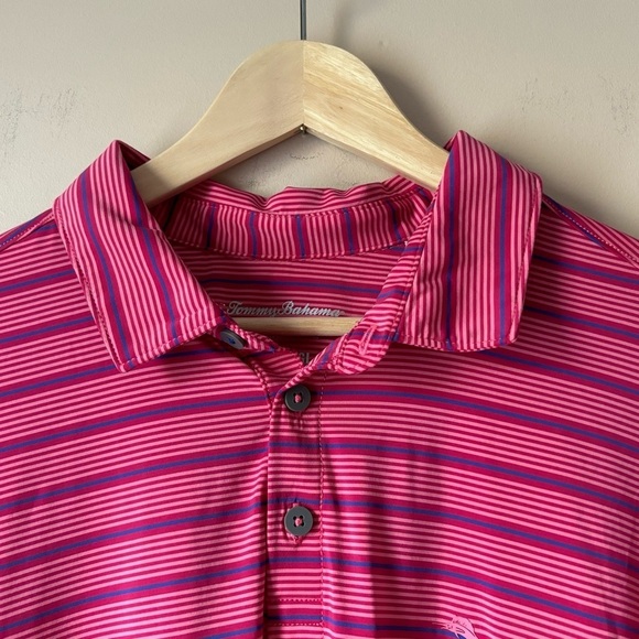 Tommy Bahama Island Zone Sz 2XL Java Red Palm Desert Driver Stripe Polo Shirt - Picture 3 of 10